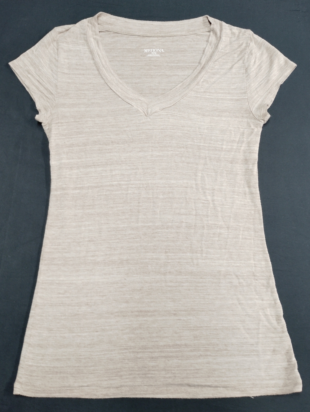 Merona Short Sleeve V-Neck Tee in Light Tan Heather